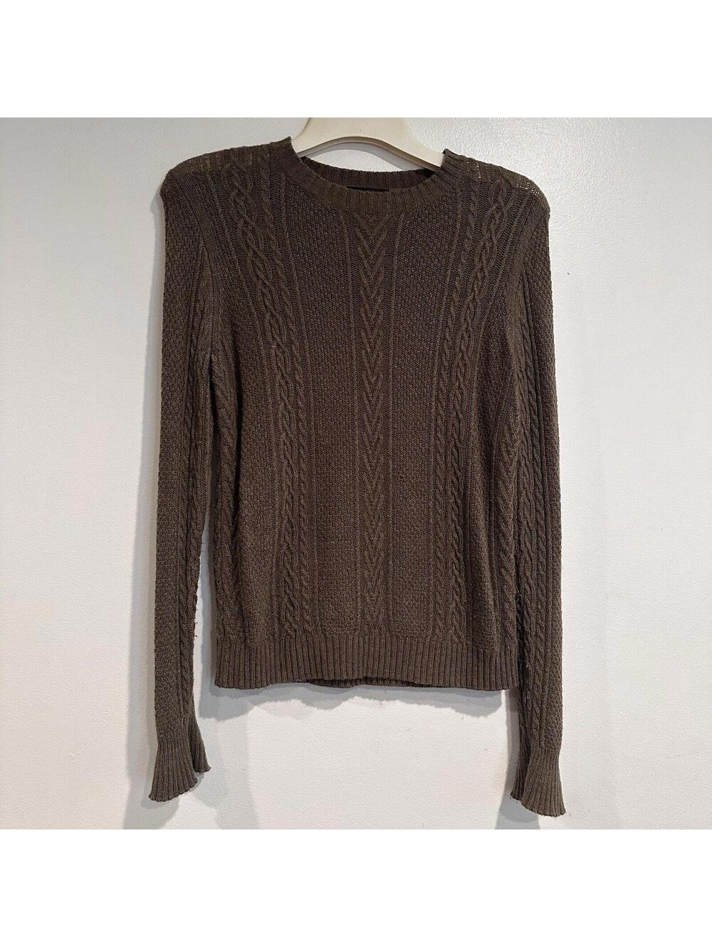 J. CREW Cableknit Wool Sweater Long Sleeve Small Winter Olive Green